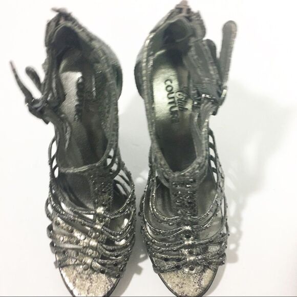 Statement Silver Studded Platform Shoes - Picture 6 of 8